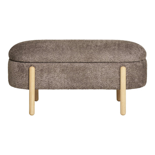 Sitzbank aus Stoff braun 98 cm mit Holzgestell | VIA X SELECTION