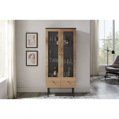 Vitrine mit Eichenfront, 43 × 79 × 179 cm | VIA X SELECTION