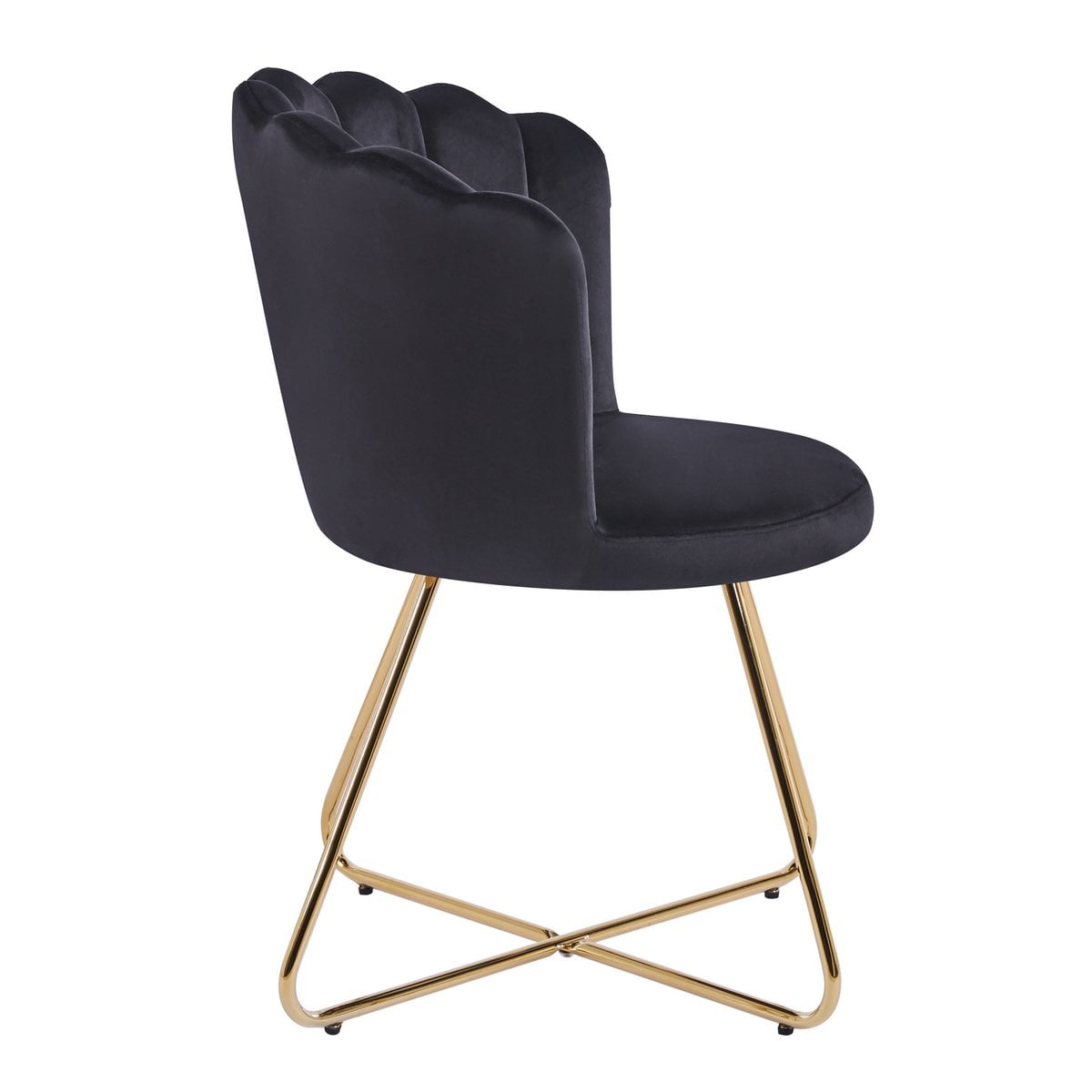 Muschelstuhl aus Samt schwarz im 2er-Set | VIA X SELECTION
