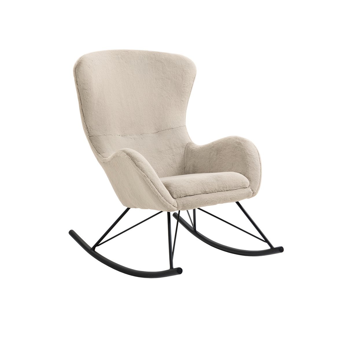 Schaukelstuhl in Lammfell-Optik in Beige | VIA X SELECTION