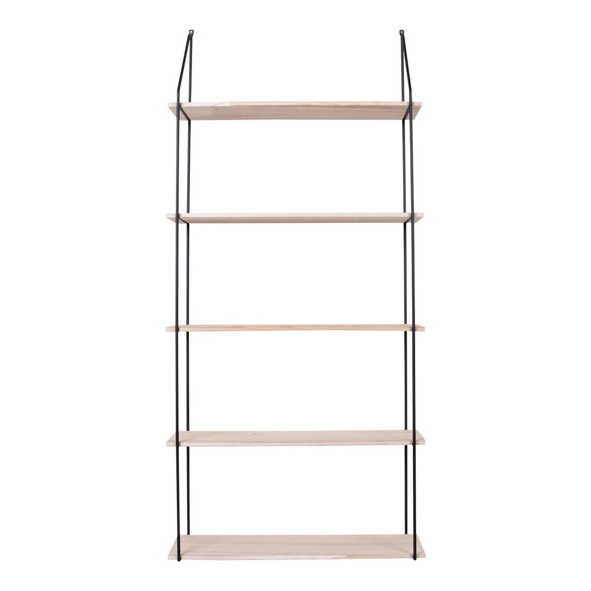 Regal aus schwarzem Stahl und Paulownienholz, 65 × 17 × 145 cm | VIA X SELECTION