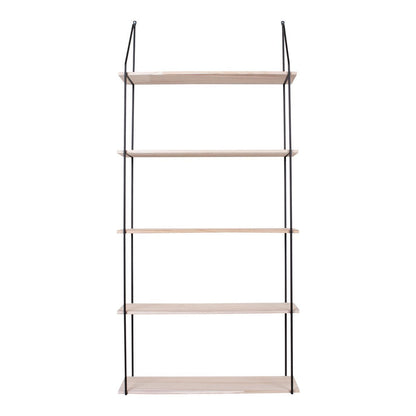 Regal aus schwarzem Stahl und Paulownienholz, 65 × 17 × 145 cm | VIA X SELECTION