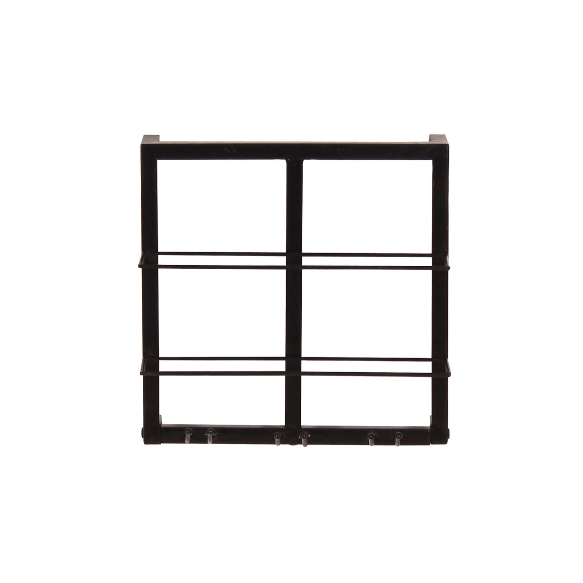 Wand-Weinregal aus schwarzem Metall und Kork für 2 Flaschen und 3 Gläser, 15 × 35 × 35 cm | VIA X SELECTION