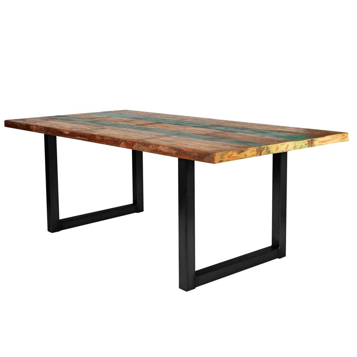 Esstisch Altholz mehrfarbig schwarzes Gestell, 200 × 100 cm | VIA X SELECTION