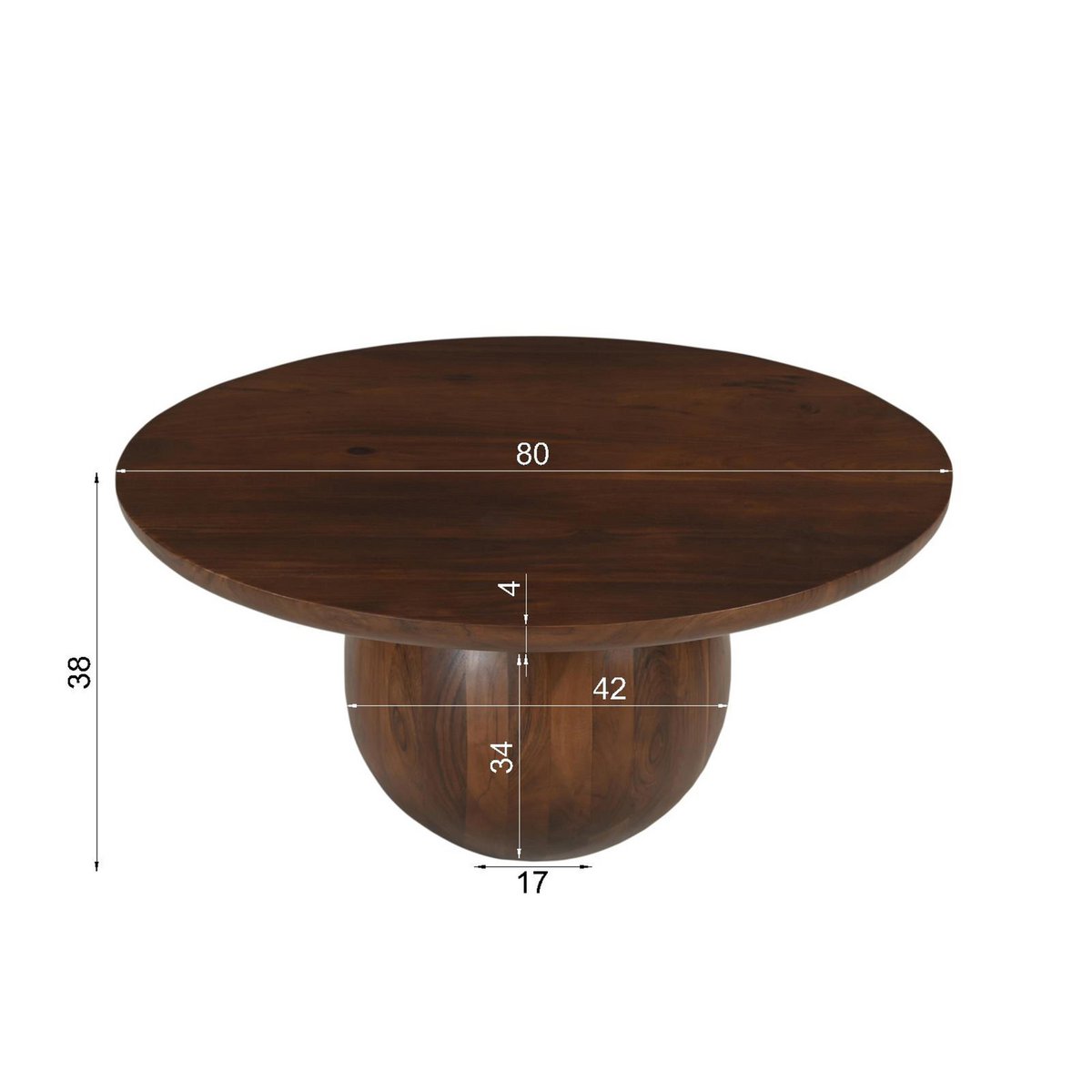 Runder Couchtisch aus Mangoholz mit Kugelbasis, Ø, 80 × 38 cm | VIA X SELECTION
