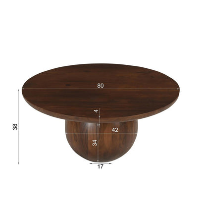 Runder Couchtisch aus Mangoholz mit Kugelbasis, Ø, 80 × 38 cm | VIA X SELECTION