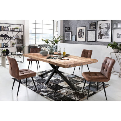 Esstisch recyceltes Teak schwarzes Metallgestell, 200 × 100 cm | VIA X SELECTION