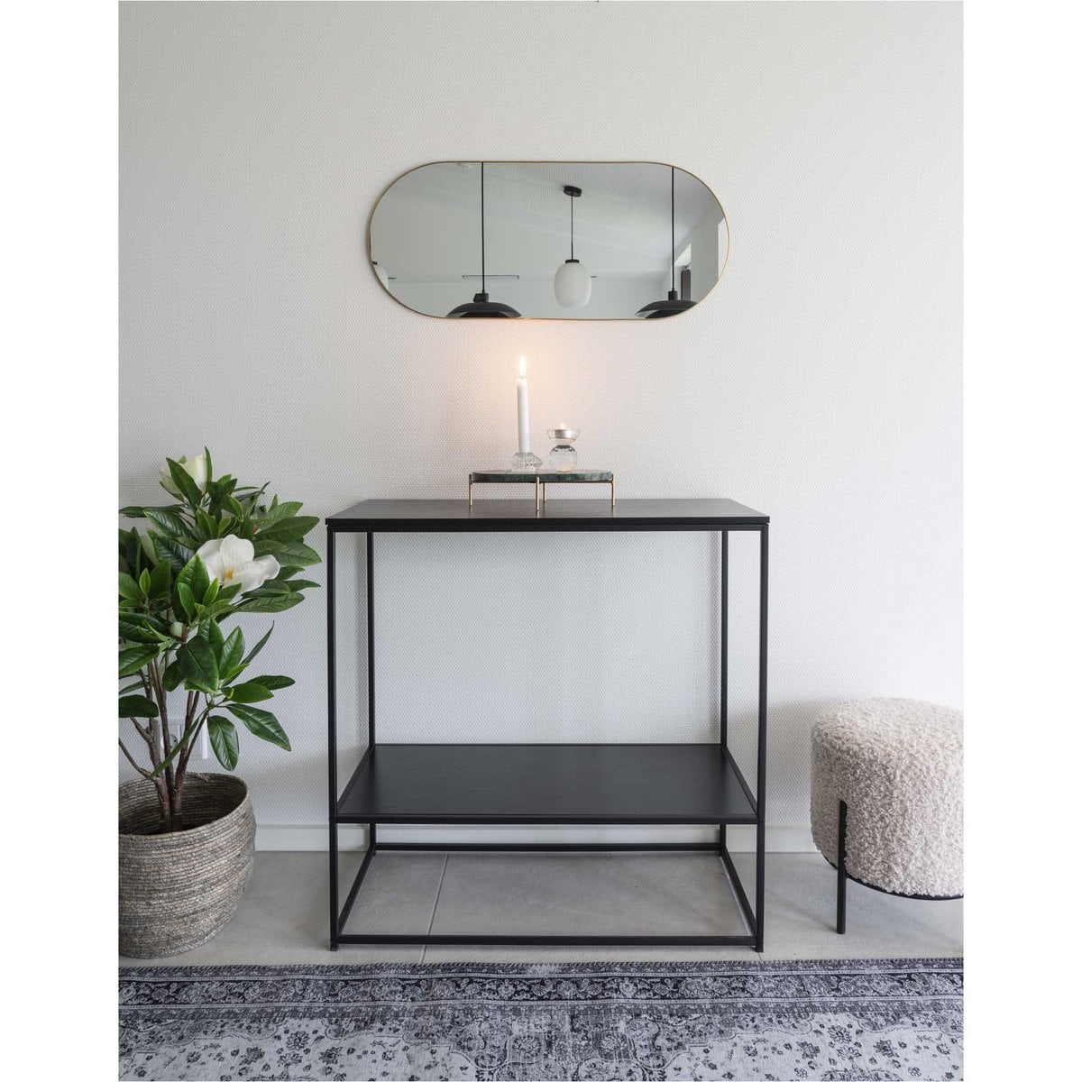 Schmaler ovaler Wandspiegel mit Stahlrahmen, 35 × 80 cm | VIA X SELECTION
