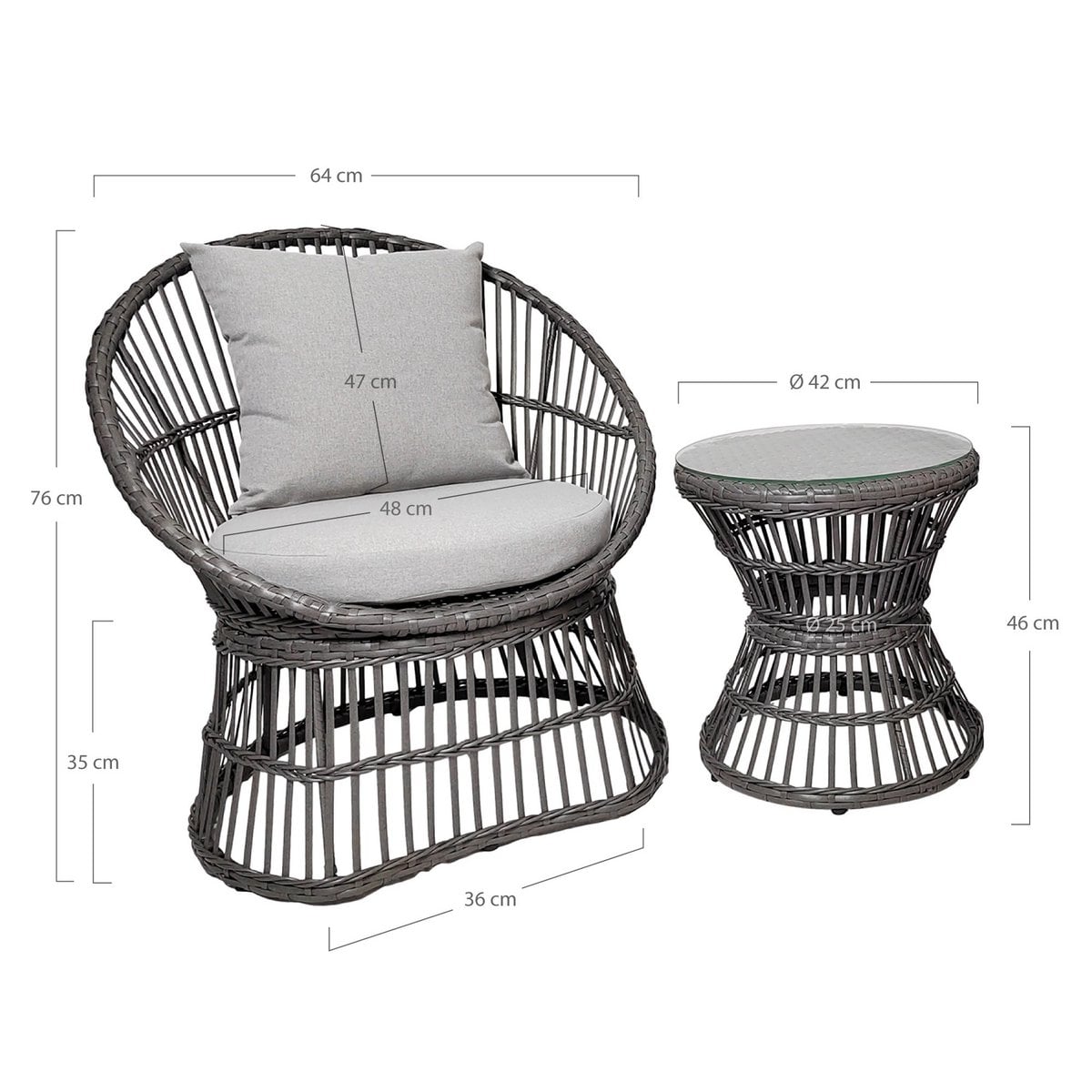 Lounge-Set aus grauem Rattan mit Kissen | VIA X SELECTION