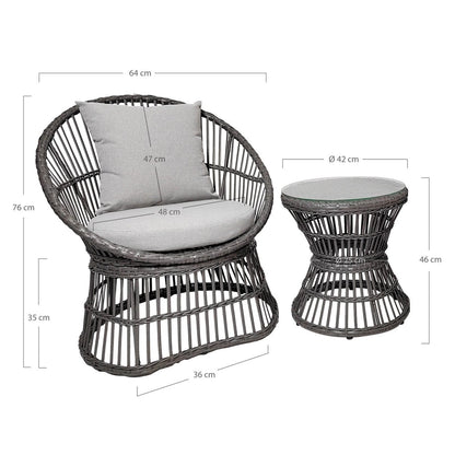 Lounge-Set aus grauem Rattan mit Kissen | VIA X SELECTION