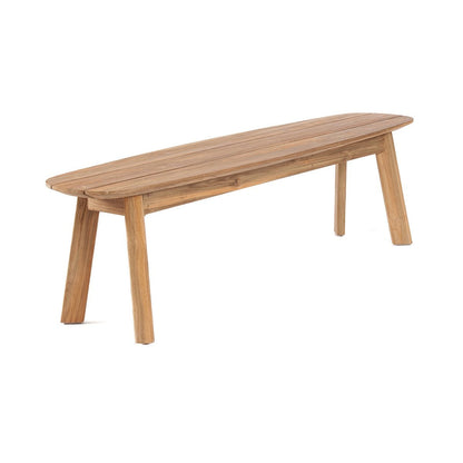 Outdoor-Sitzbank aus recyceltem Teakholz natur mit runder Form | VIA X SELECTION