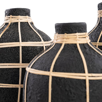 Kleine runde Terrakotta-Vase mit Rattan-Detail | VIA X SELECTION