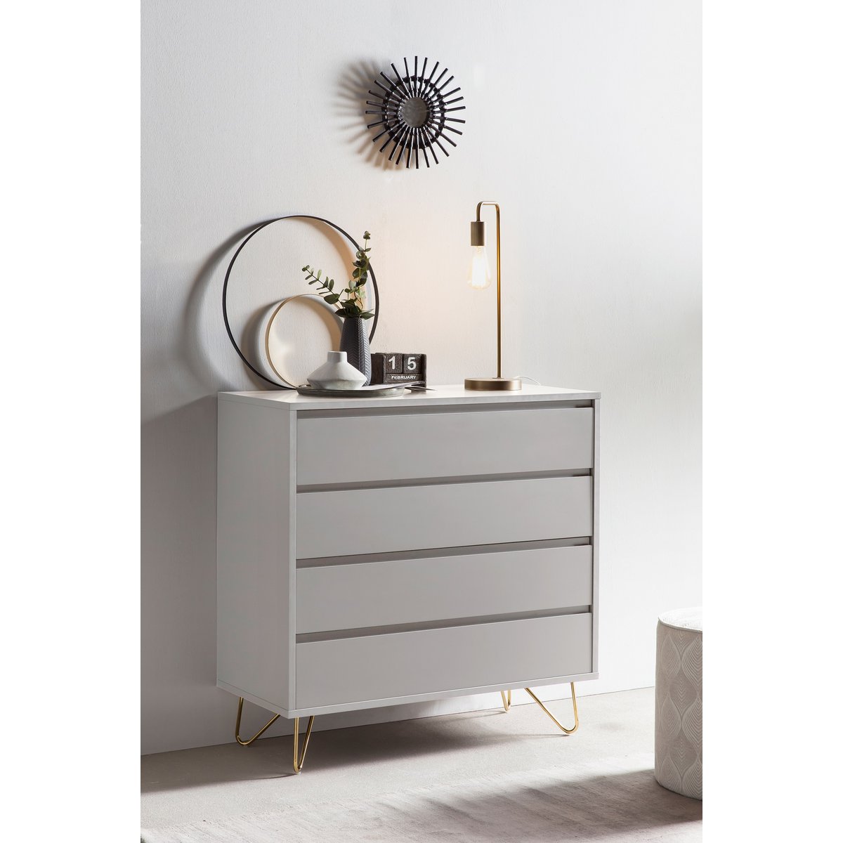 Kommode weiß mit 4 Schubladen, 40 × 90 × 90 cm | VIA X SELECTION