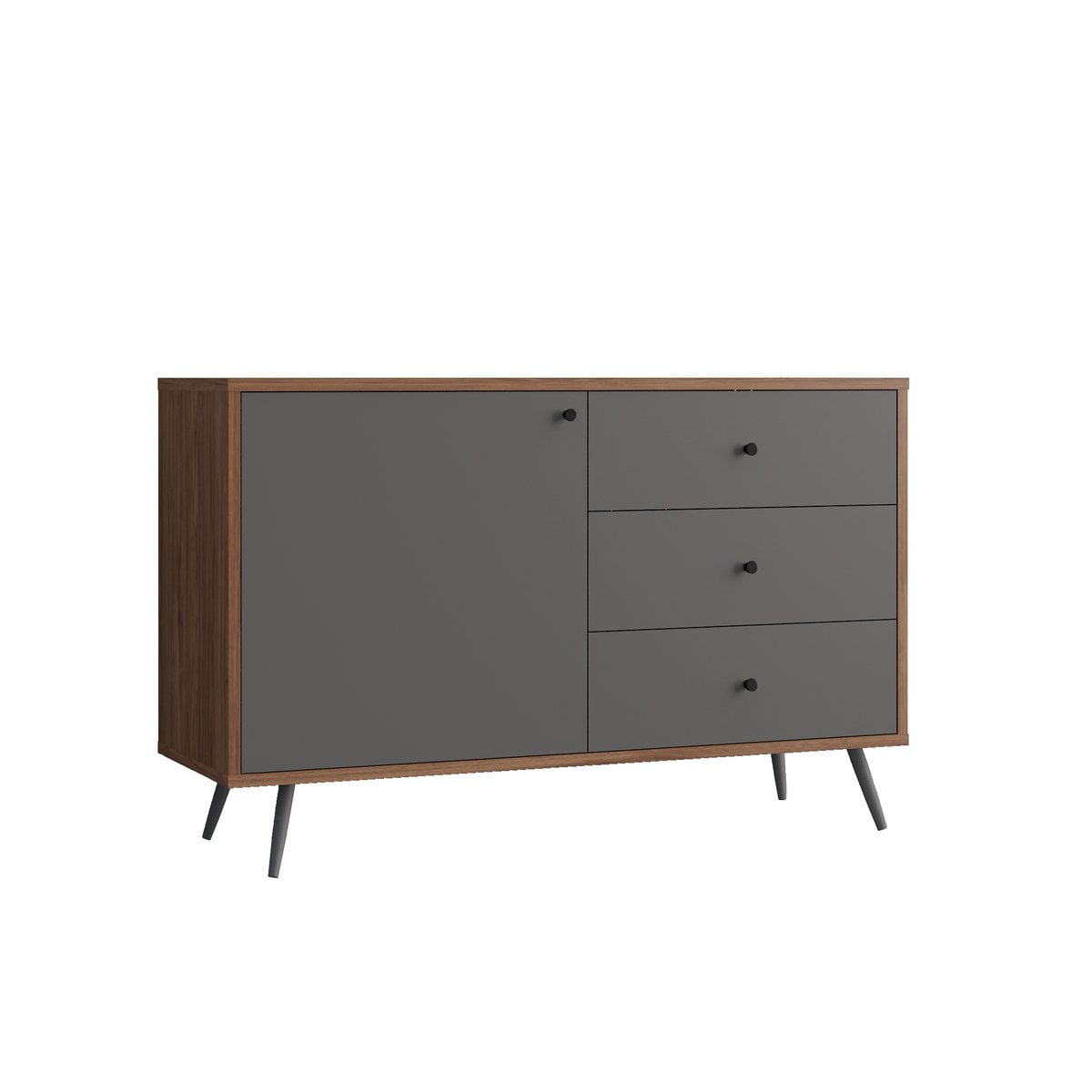 Sideboard walnussgrau mit 3 Schubladen, 40 × 118 × 76 cm | VIA X SELECTION