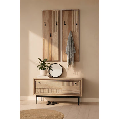 Schuhschrank aus Mangoholz mit Lamellenfront, 40 × 85 × 45 cm | VIA X SELECTION