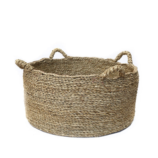 Korb aus Seegras natur mit vier Henkeln, 60 × 60 × 30 cm | VIA X SELECTION