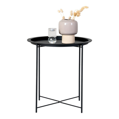 Runder Beistelltisch aus schwarzem Stahl, Ø, 47 × 50 cm | VIA X SELECTION
