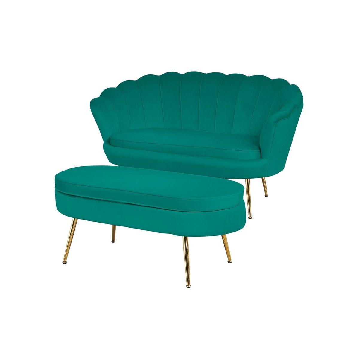 Ovaler Samt-Pouf Grün | VIA X SELECTION