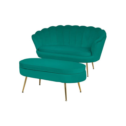 Ovaler Samt-Pouf Grün | VIA X SELECTION
