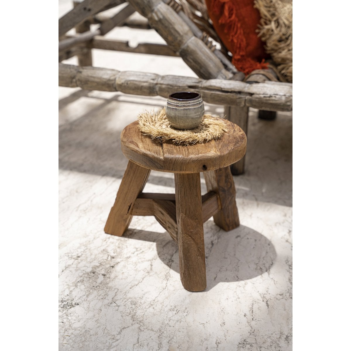 Hocker aus recyceltem Teakholz natur mittel | VIA X SELECTION