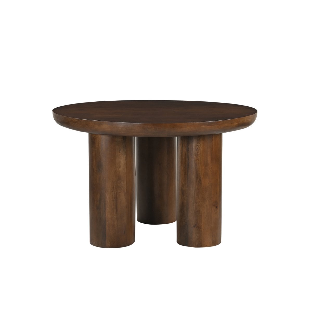 Runder Esstisch Mangoholz drei Zylinderfüße 120 cm | VIA X SELECTION