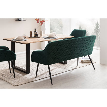 Sitzbank aus Samt dunkelgrün 160 cm mit Rautensteppung | VIA X SELECTION