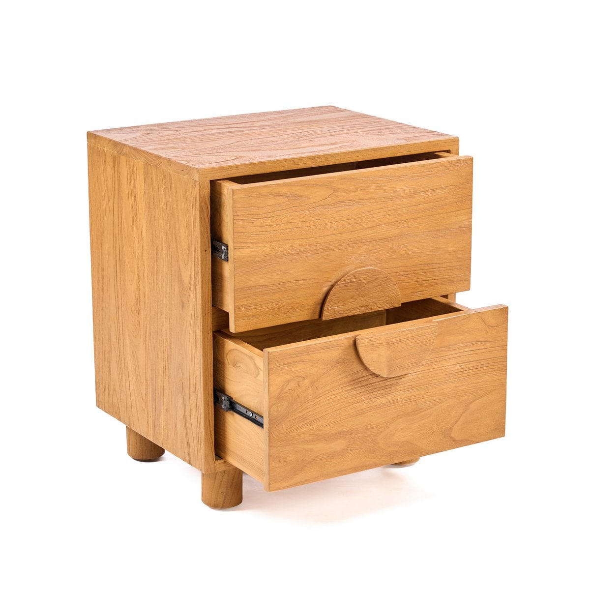 Nachttisch aus Teakholz mit zwei Schubladen, 50 × 40 × 58 cm | VIA X SELECTION