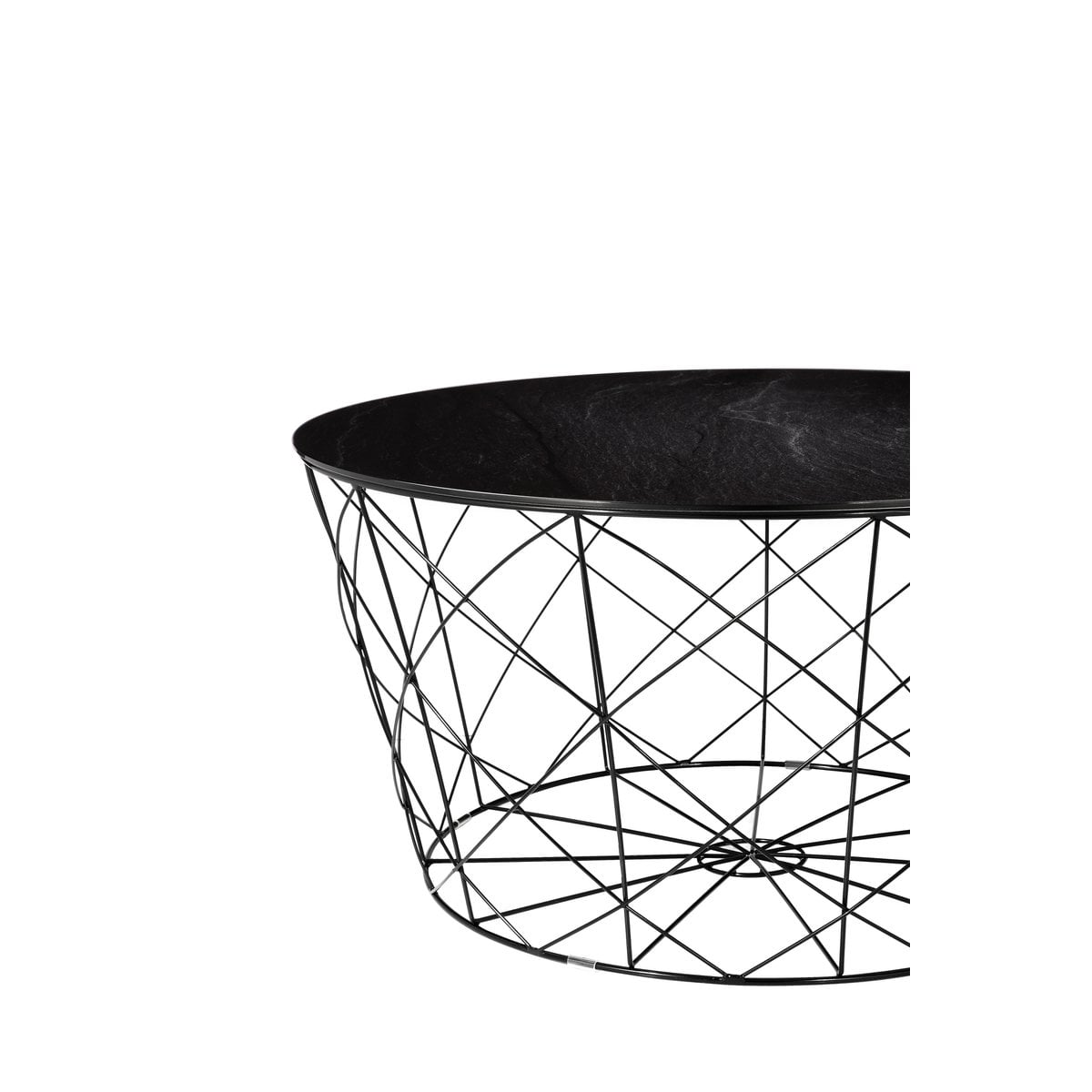 Runder Couchtisch mit Glasplatte in Marmoroptik und Korbgestell, Ø, 80 × 45 cm | VIA X SELECTION