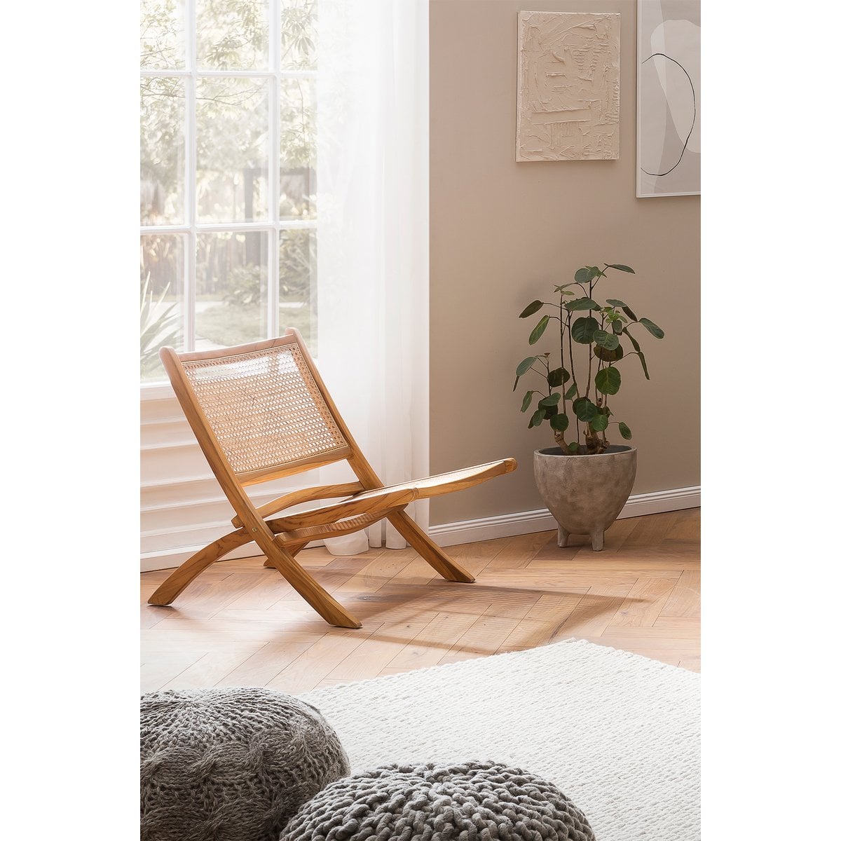 Klappstuhl aus Rattan Braun | VIA X SELECTION