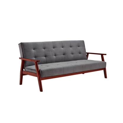 Schlafsofa in dunkelgrauer Samtoptik mit Holzgestell | VIA X SELECTION