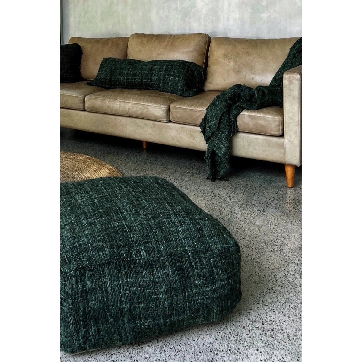 Baumwoll-Pouf Waldgrün | VIA X SELECTION