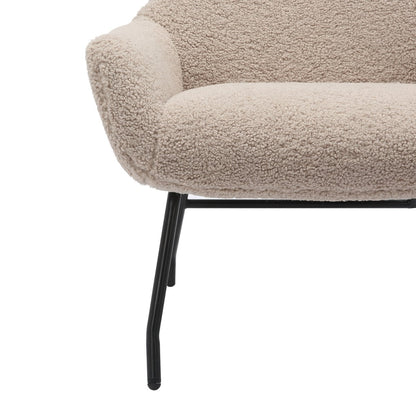 Sessel mit Hocker in Teddyfell-Optik in Taupe | VIA X SELECTION