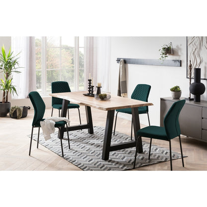 Esszimmerstuhl aus Samt grün im 2er-Set mit Rautensteppung | VIA X SELECTION
