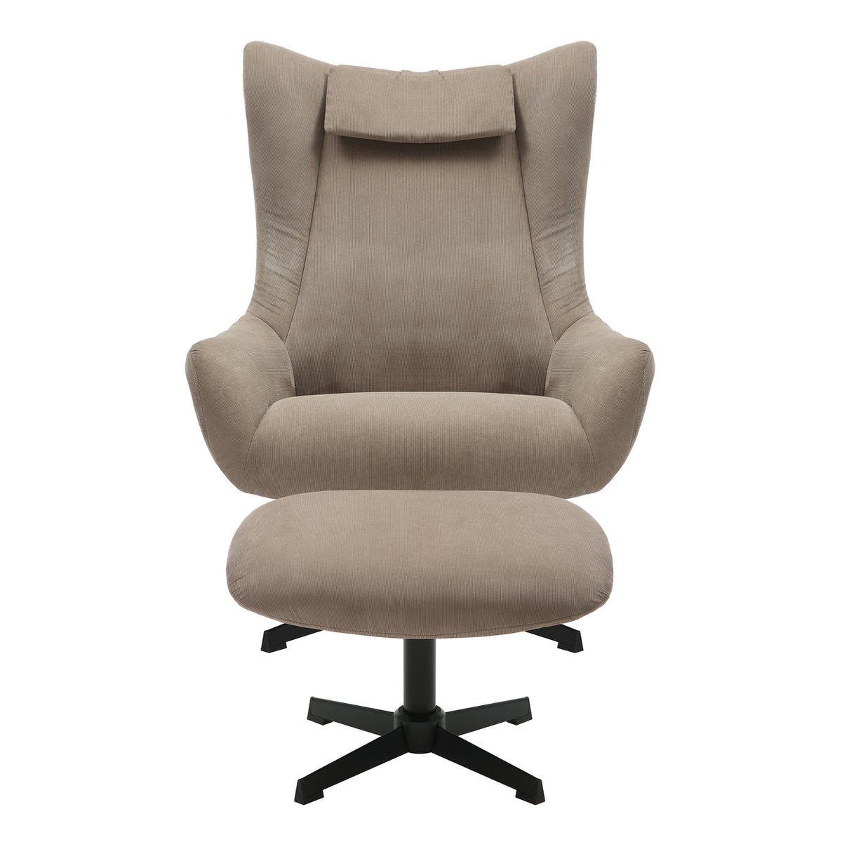 Drehsessel mit Hocker in Cord-Optik braun | VIA X SELECTION