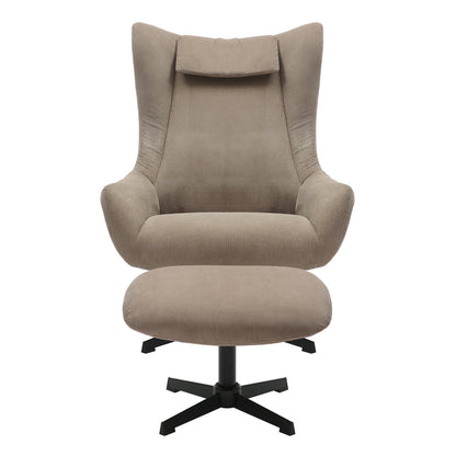 Drehsessel mit Hocker in Cord-Optik braun | VIA X SELECTION