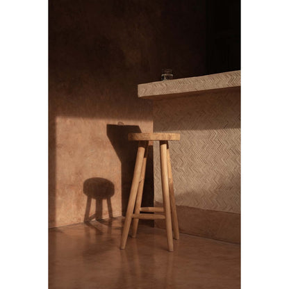 Barhocker aus massivem Teakholz in Natur | VIA X SELECTION
