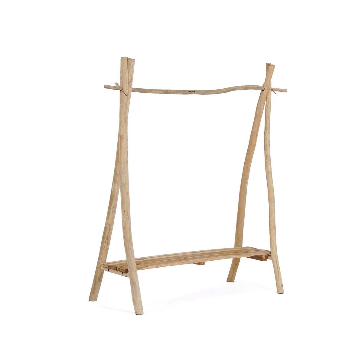 Kleiderständer aus Teakholz natur, 120 × 50 × 150 cm | VIA X SELECTION