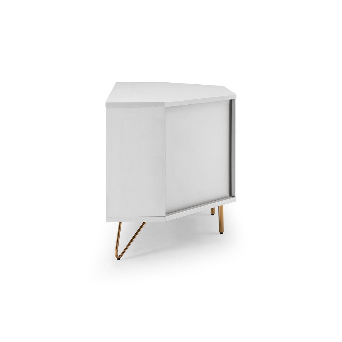 TV-Ecklowboard in Weiß mit goldfarbenen Metallbeinen, 100 × 50 × 58 cm | VIA X SELECTION