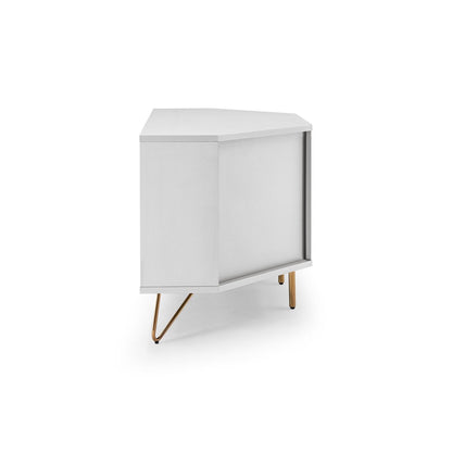 TV-Ecklowboard in Weiß mit goldfarbenen Metallbeinen, 100 × 50 × 58 cm | VIA X SELECTION