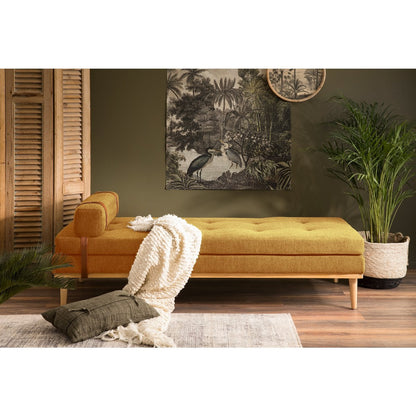 Daybed aus gelbem Strukturstoff mit Nackenrolle | VIA X SELECTION