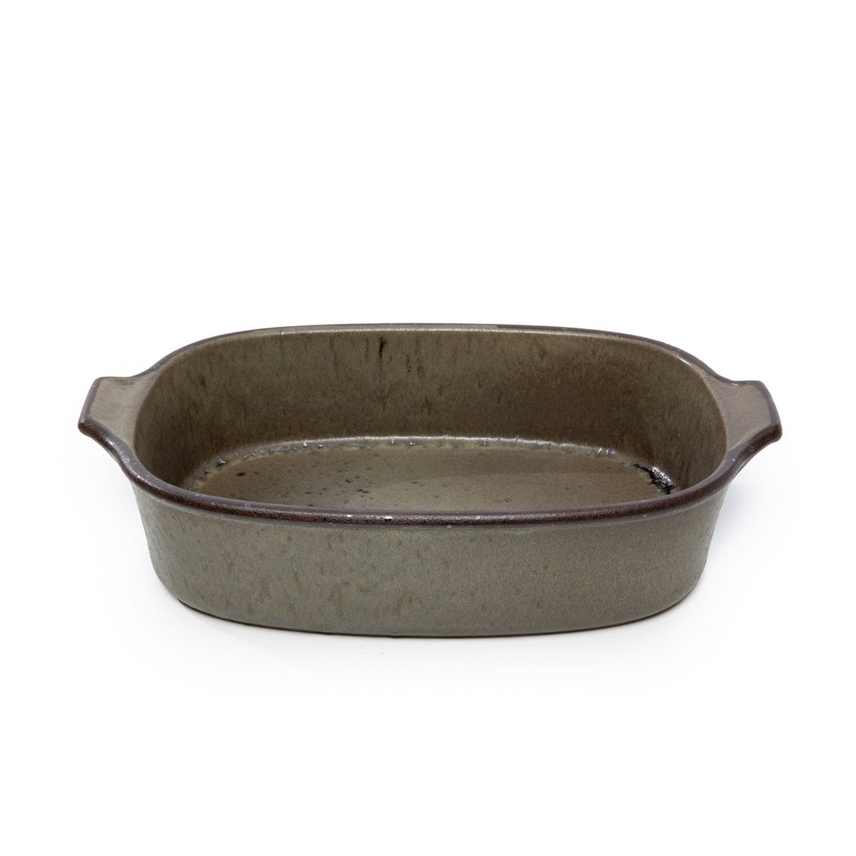 Mittlere Servierform aus grün glasierter Keramik, 29 × 19 cm | VIA X SELECTION