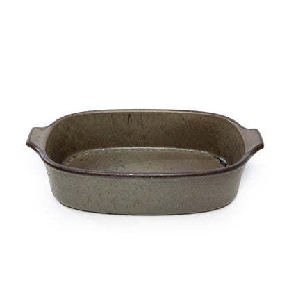 Mittlere Servierform aus grün glasierter Keramik, 29 × 19 cm | VIA X SELECTION