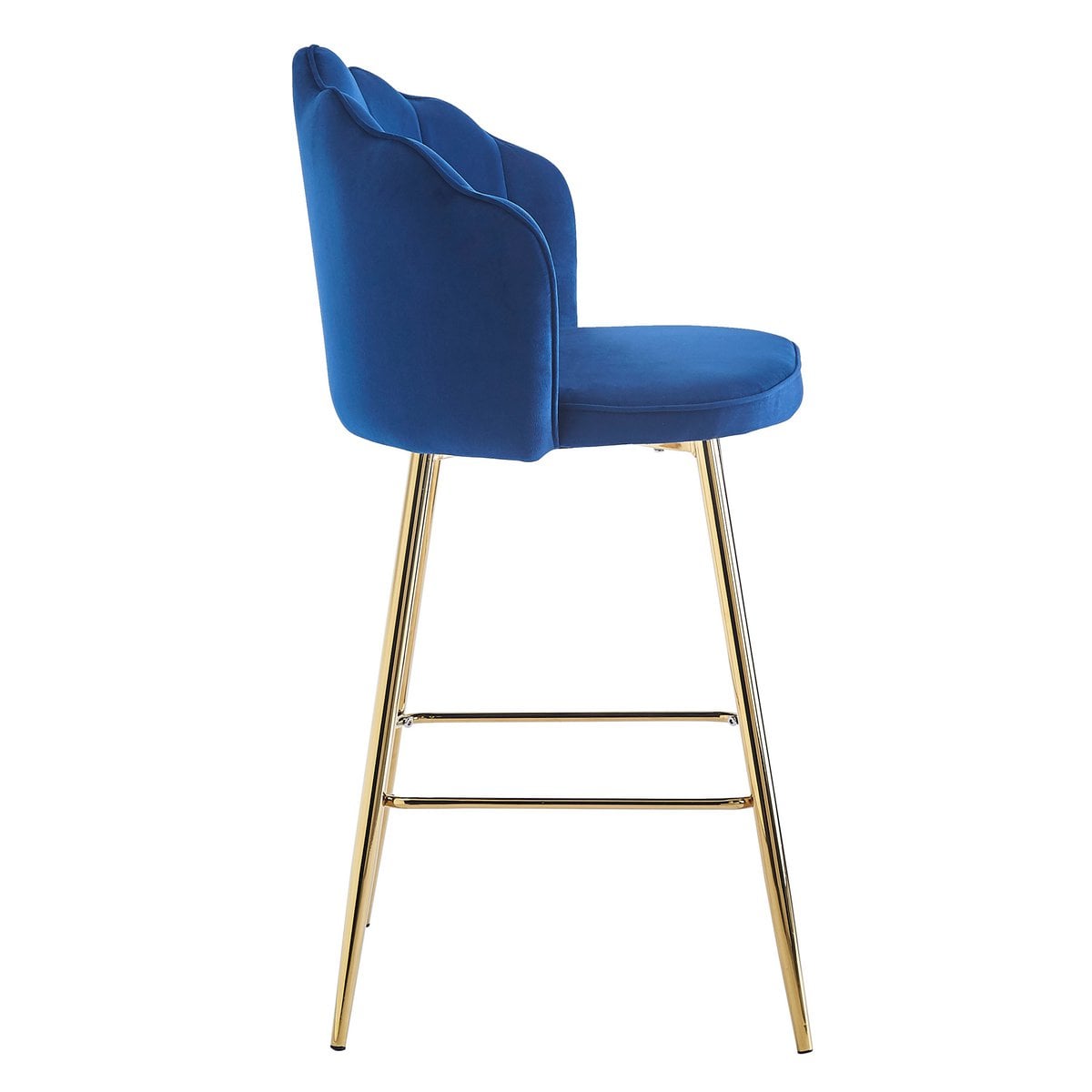 Barhocker im Muscheldesign aus Samt dunkelblau im 2er-Set | VIA X SELECTION
