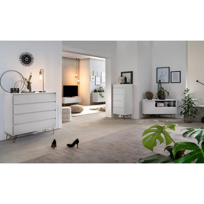 Lowboard weiß mit Schublade und Klappfach, 40 × 120 × 45 cm | VIA X SELECTION