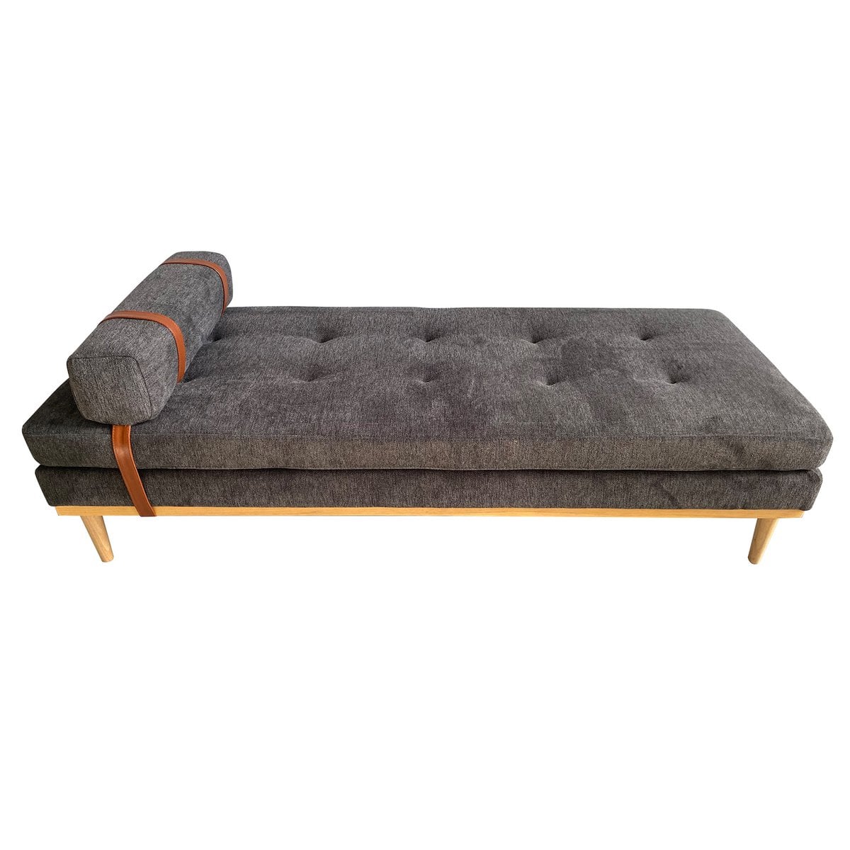 Daybed aus anthrazitfarbenem Strukturstoff mit Nackenrolle | VIA X SELECTION