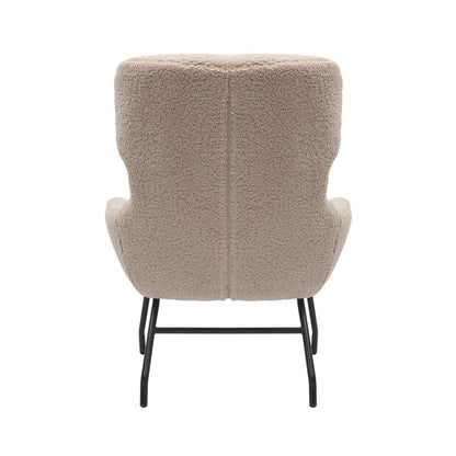 Sessel mit Hocker in Teddyfell-Optik in Taupe | VIA X SELECTION