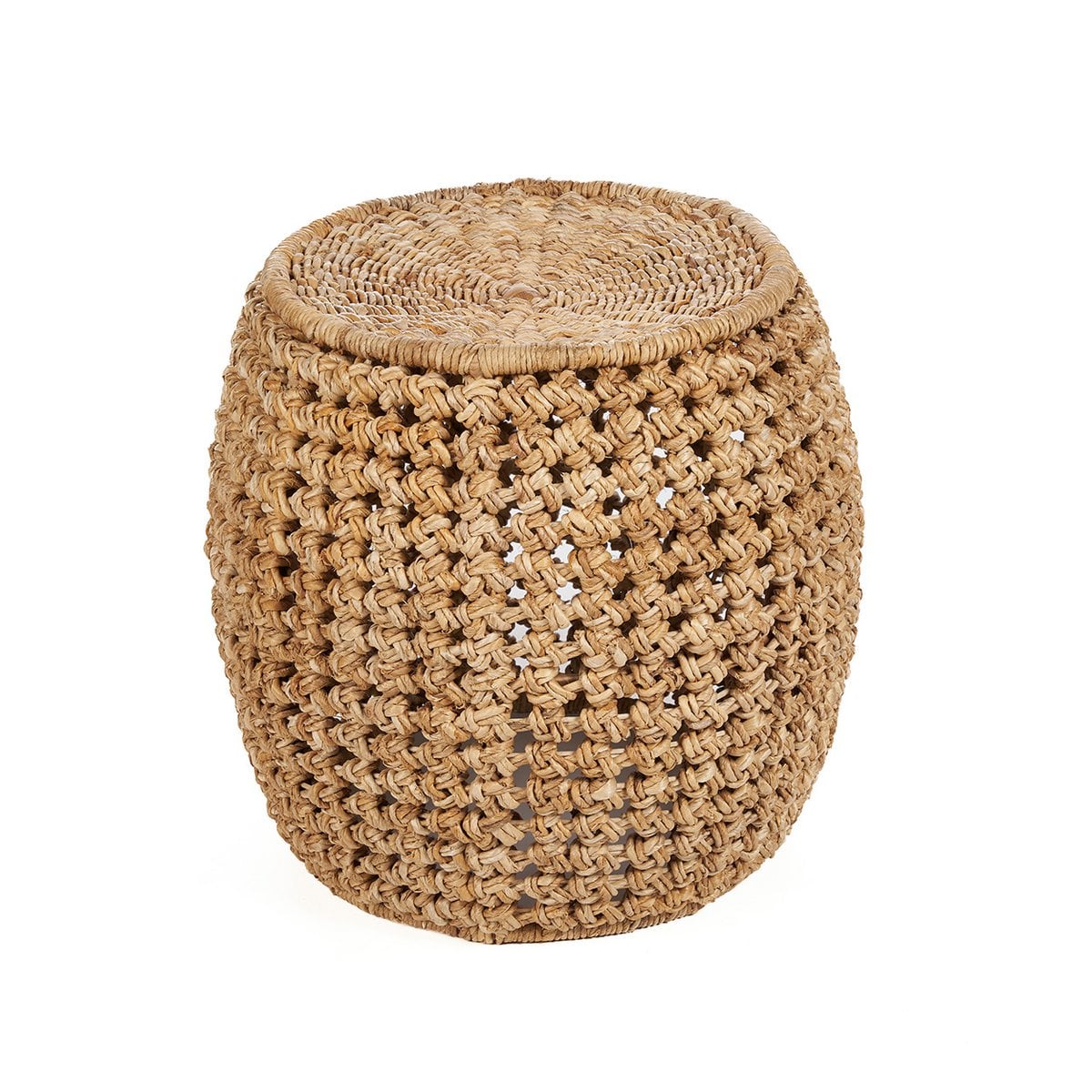 Geflochtener Hocker aus Bananenblatt natur mit geschlossener Form | VIA X SELECTION