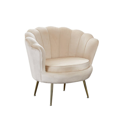 Muschelsessel aus Samt beige mit goldfarbenem Gestell | VIA X SELECTION