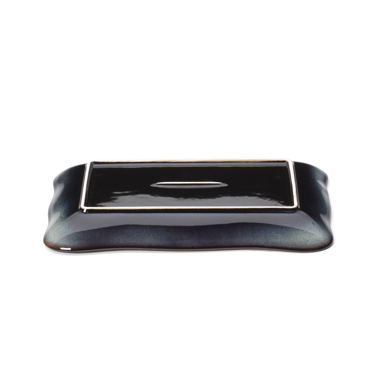 Rechteckiger Keramikteller in Grau-Braun 30,5 cm | VIA X SELECTION