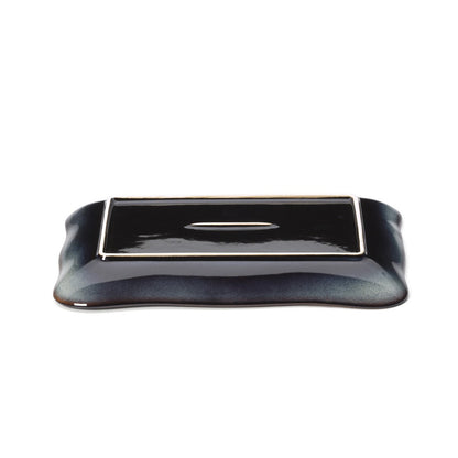 Rechteckiger Keramikteller in Grau-Braun 30,5 cm | VIA X SELECTION